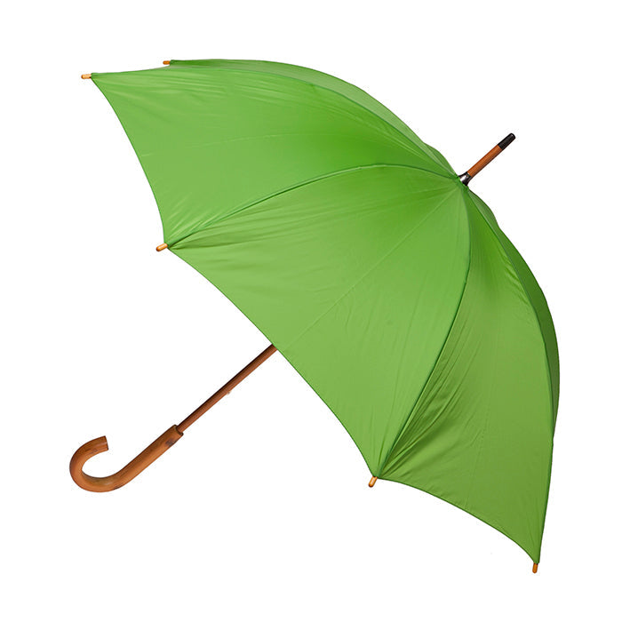 An Agonisingly Detailed Description of the Clifton Wood Handle Long Apple / Lime Green Wedding Umbrella (OPEN)