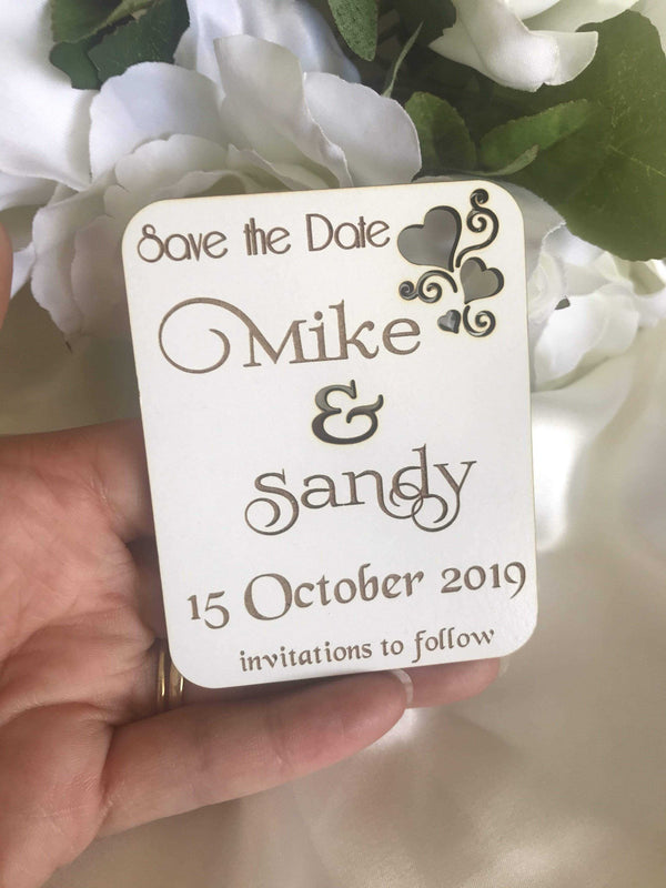 Save the Date card for Mike & Sandy with a floral background
