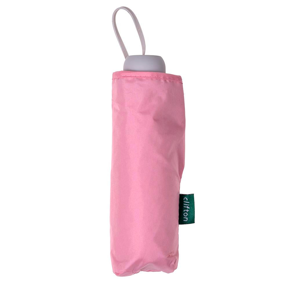 pastel pink Mini Miracle, trending bridesmaid dresses, wedding theme, perfect special day, 24-month warranty, smaller, slimmer, lighter, stronger, fits in clutches, handbags, manual open, windproof, UPF50+ ultra light fabric canopy, manual close, safety cover release button, 5-fold steel & carbon fibre shaft, 6 carbon fibre rib windproof frame, matching protective pouch, smooth finished handle, colour variation disclaimer, bride, groom, groomsmen, maid of honour, moh, rain, sun, Clifton Australia umbrella