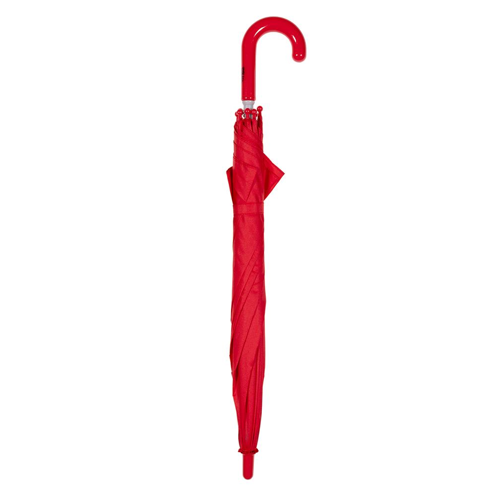 Red umbrella on a white background. Kids love this colourful cover and parents love the Kid Safe safety features.
245 grams; 63cm Folded Length; 78cm Coverage Across
Windproof
UPF50+ Treated Pongee Fabric Canopy
Easy-Glide Safety Runner
Simply slide up to open: Slide down to close
Strong Metal Shaft
8 Flexible Fibreglass Ribs
Protective Rounded Safety Rib Tips
Matching Colour Resin Handle
24 Month Manufacturers Warranty