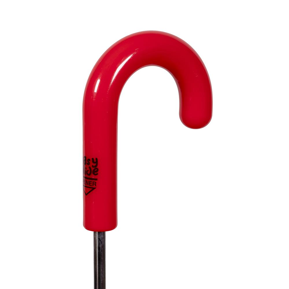 Red curved umbrella handle with a black shaft on a white background. Kids love this colourful cover and parents love the Kid Safe safety features.
245 grams; 63cm Folded Length; 78cm Coverage Across
Windproof
UPF50+ Treated Pongee Fabric Canopy
Easy-Glide Safety Runner
Simply slide up to open: Slide down to close
Strong Metal Shaft
8 Flexible Fibreglass Ribs
Protective Rounded Safety Rib Tips
Matching Colour Resin Handle
24 Month Manufacturers Warranty