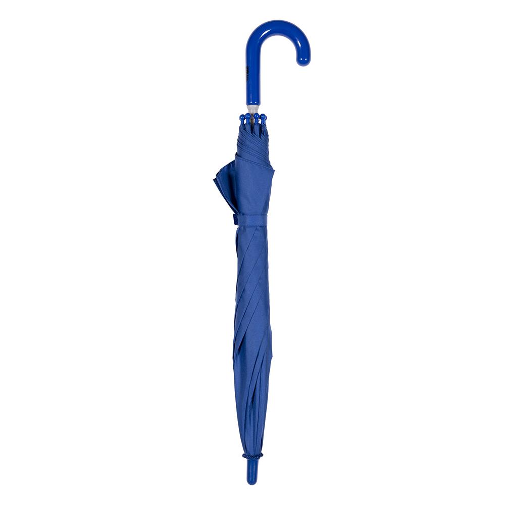 Blue umbrella on a white background. Royal Blue Kid Friendly Umbrella
Kids love this colourful cover and parents love the Kid Safe safety features.
245 grams; 63cm Folded Length; 78cm Coverage Across
Windproof
UPF50+ Treated Pongee Fabric Canopy
Easy-Glide Safety Runner
Simply slide up to open: Slide down to close
Strong Metal Shaft
8 Flexible Fibreglass Ribs
Protective Rounded Safety Rib Tips
Matching Colour Resin Handle
24 Month Manufacturers Warranty